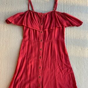 Maroon Off-The-Shoulder Dress